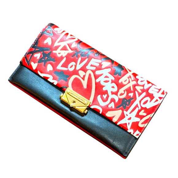 MICHAEL KORS QIXI CECE LEATHER GRAFFITI BRIGHT RED MULTI LARGE WALLET - NWOT - Picture 7 of 8